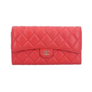 CHANEL Red Caviar Leather Wallet
